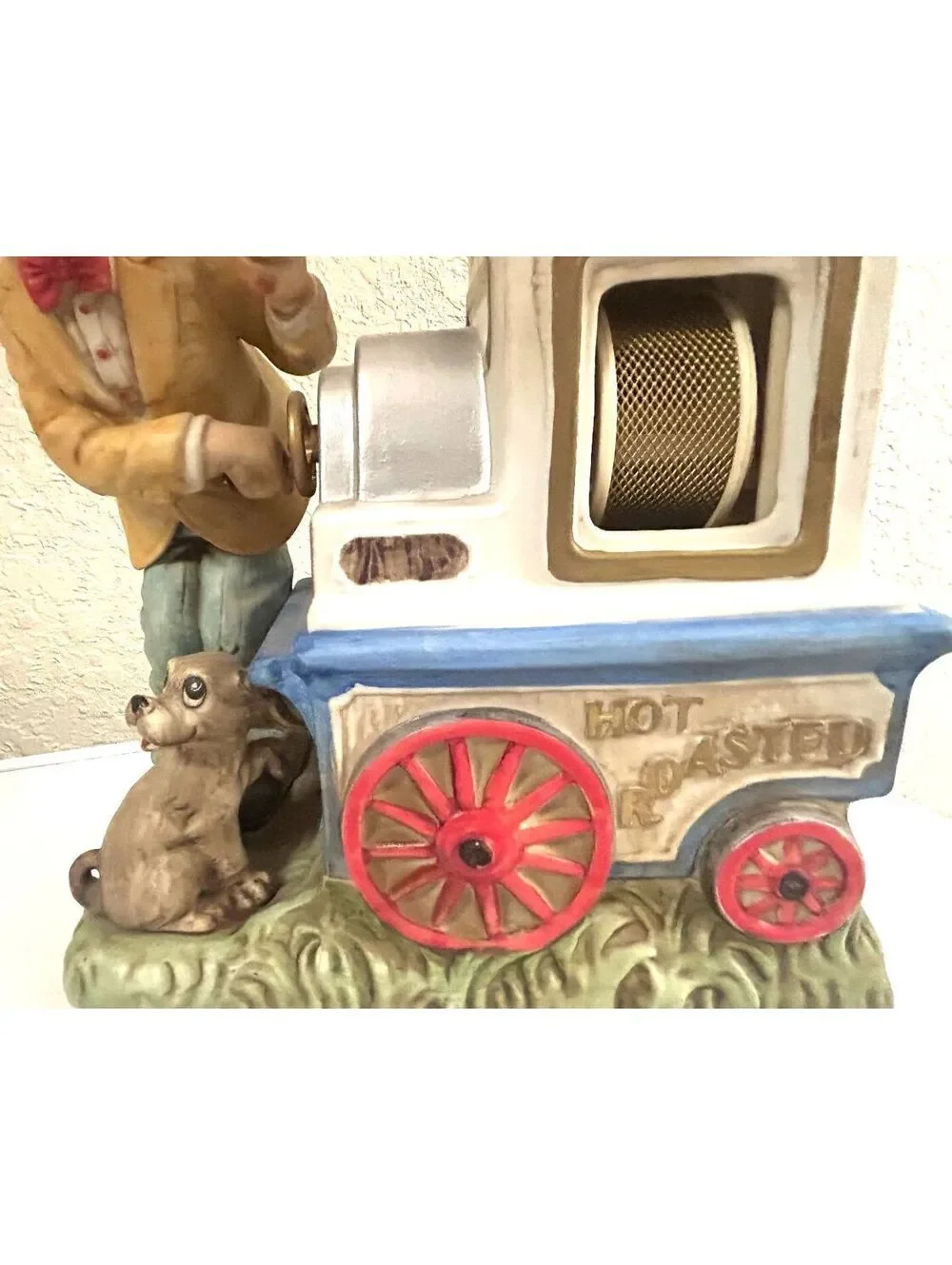 Vintage Peanut Vendor Figurine, Melody in Motion Musical Porcelain Non Working